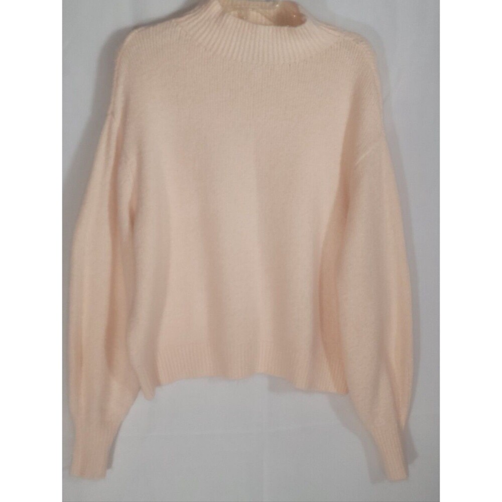 White House Black Market Pale Peach Mock Neck Sweater, Cozy Business Casual